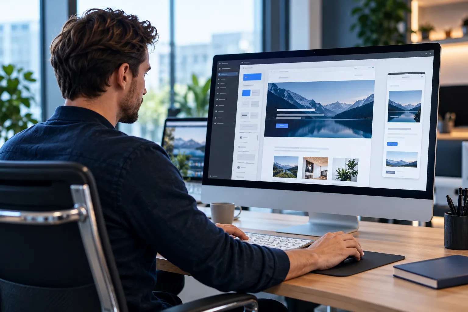 Webdeveloper werkt aan een professionele responsive WordPress-website